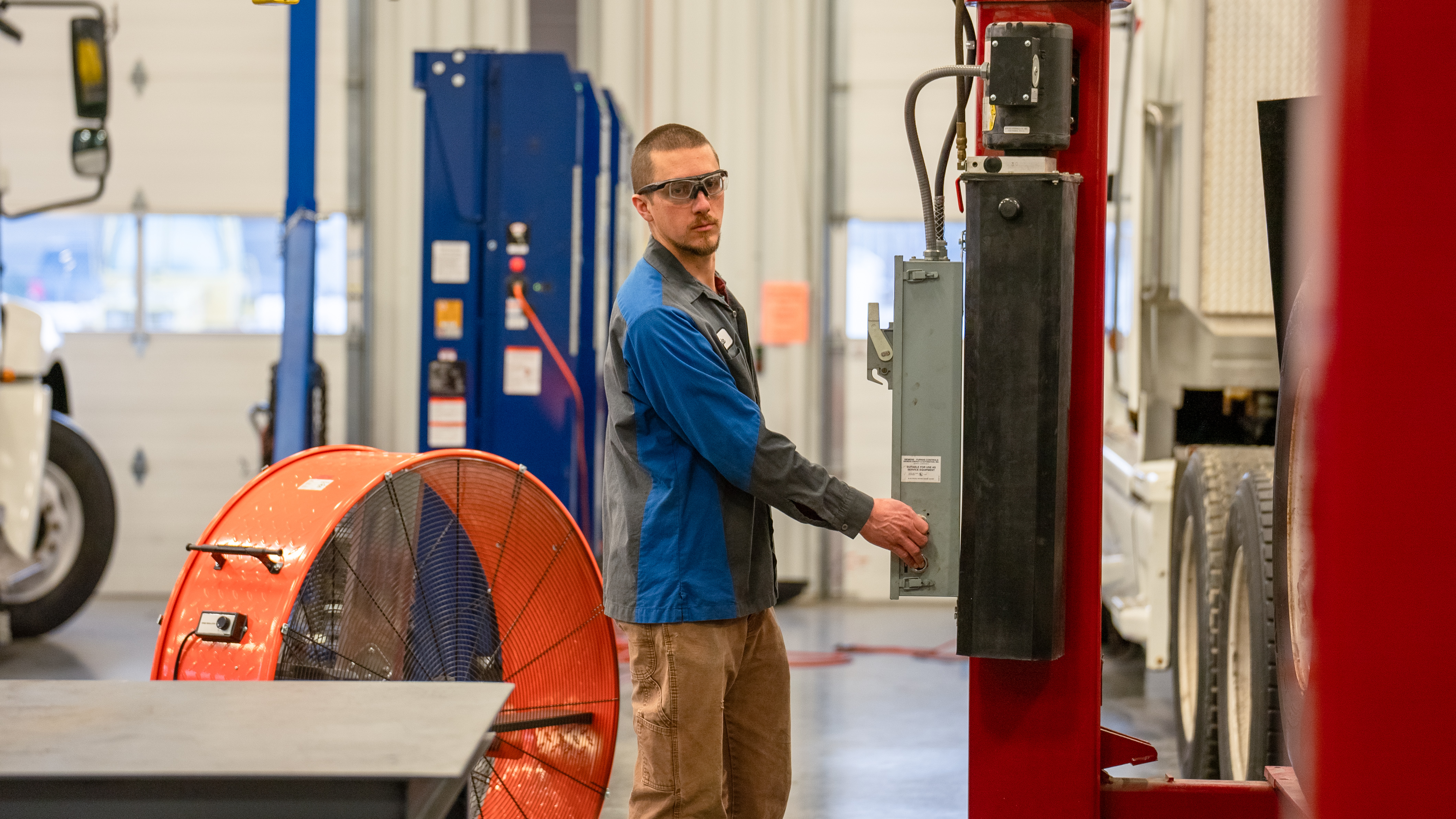 Student working in a class