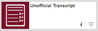 Unofficial Transcript button in MyNIC