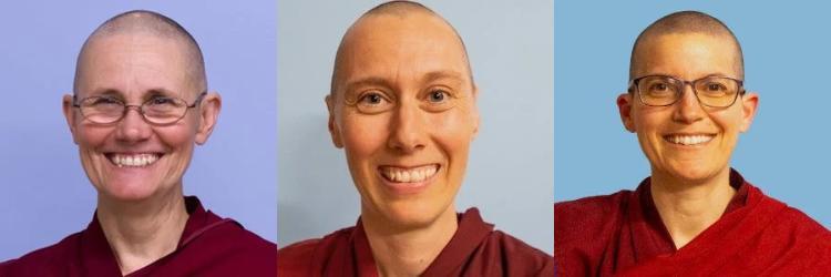 From left to right, Venerable Thubten Chonyi, Venerable Thubten Dekyi and Venerable Thubten Monlam.